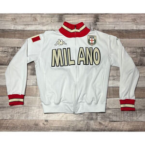 Kappa Jacket Men's Large White Full Zip AC Milan Soccer Club Italian Sportswear